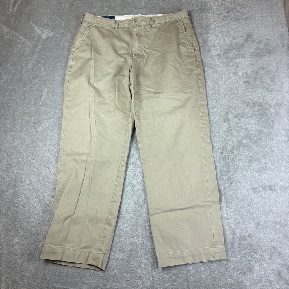 Polo Pants Men 35x30 (Fits 35x28) Preston Pant Straight Leg Chino Khaki Tan - Picture 1 of 11